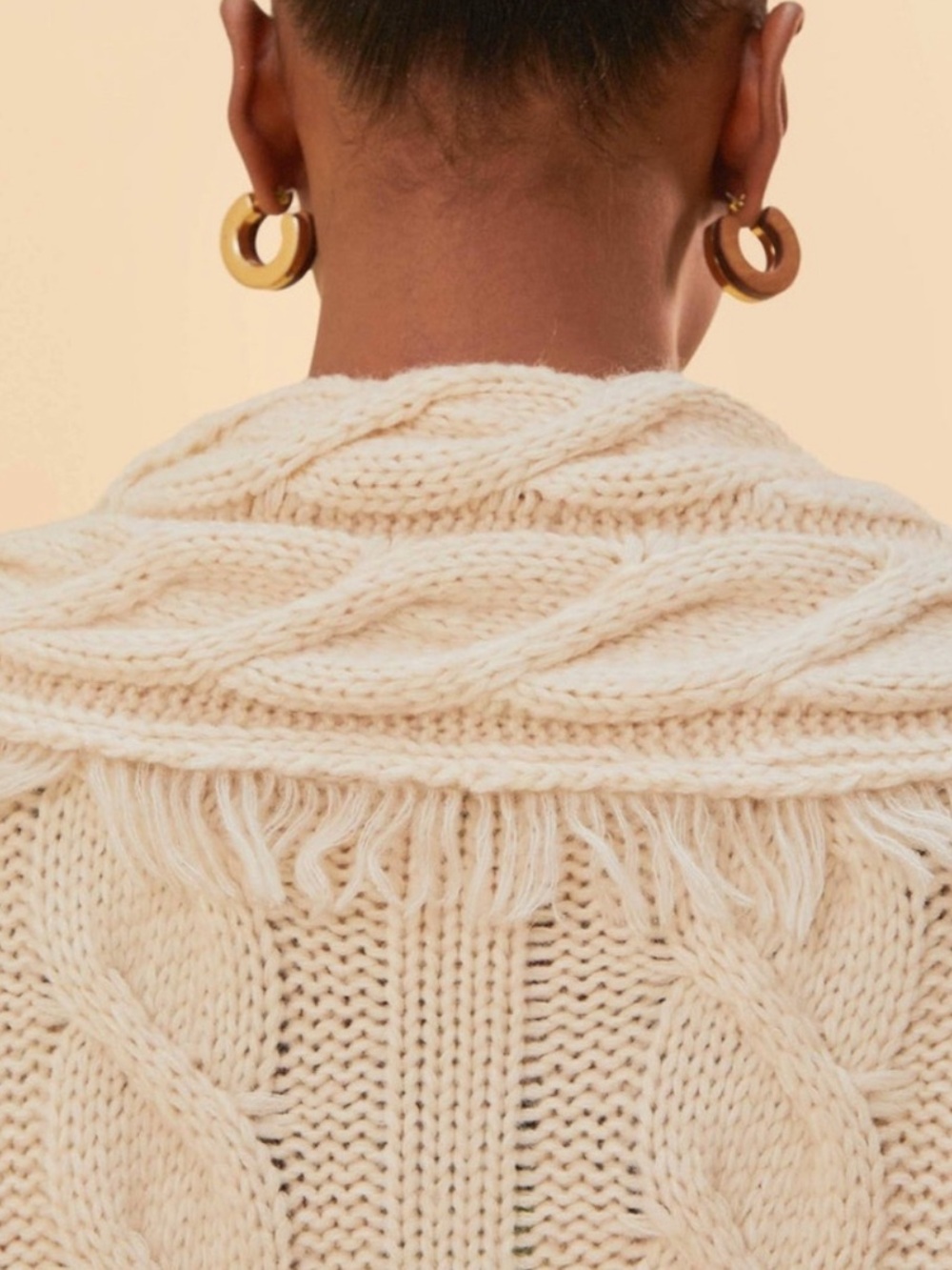 Farm Rio Khaki cream Braided Knit wrap Cardigan rope belt fall vibes sz small S - Picture 5 of 13